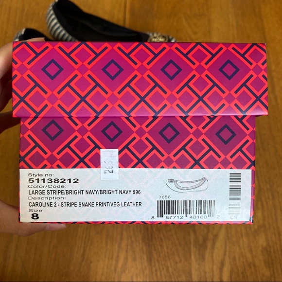 Tory Burch Striped Caroline Flats - Navy and White - Picture 5 of 5